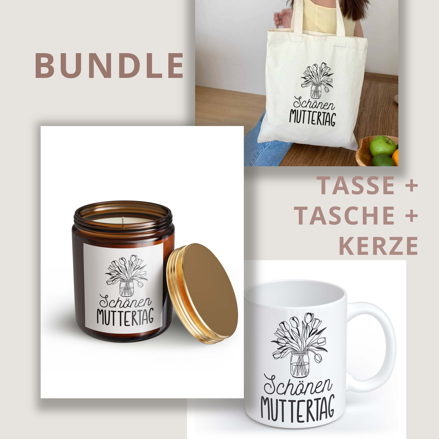 schönen Muttertag | Tasse + Beutel + Kerze