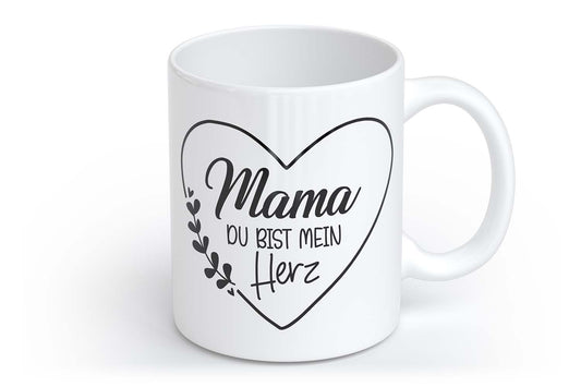 Mama, du bist mein Herz | Tasse mit Rund- & Herzhenkel | Your Attitude Club