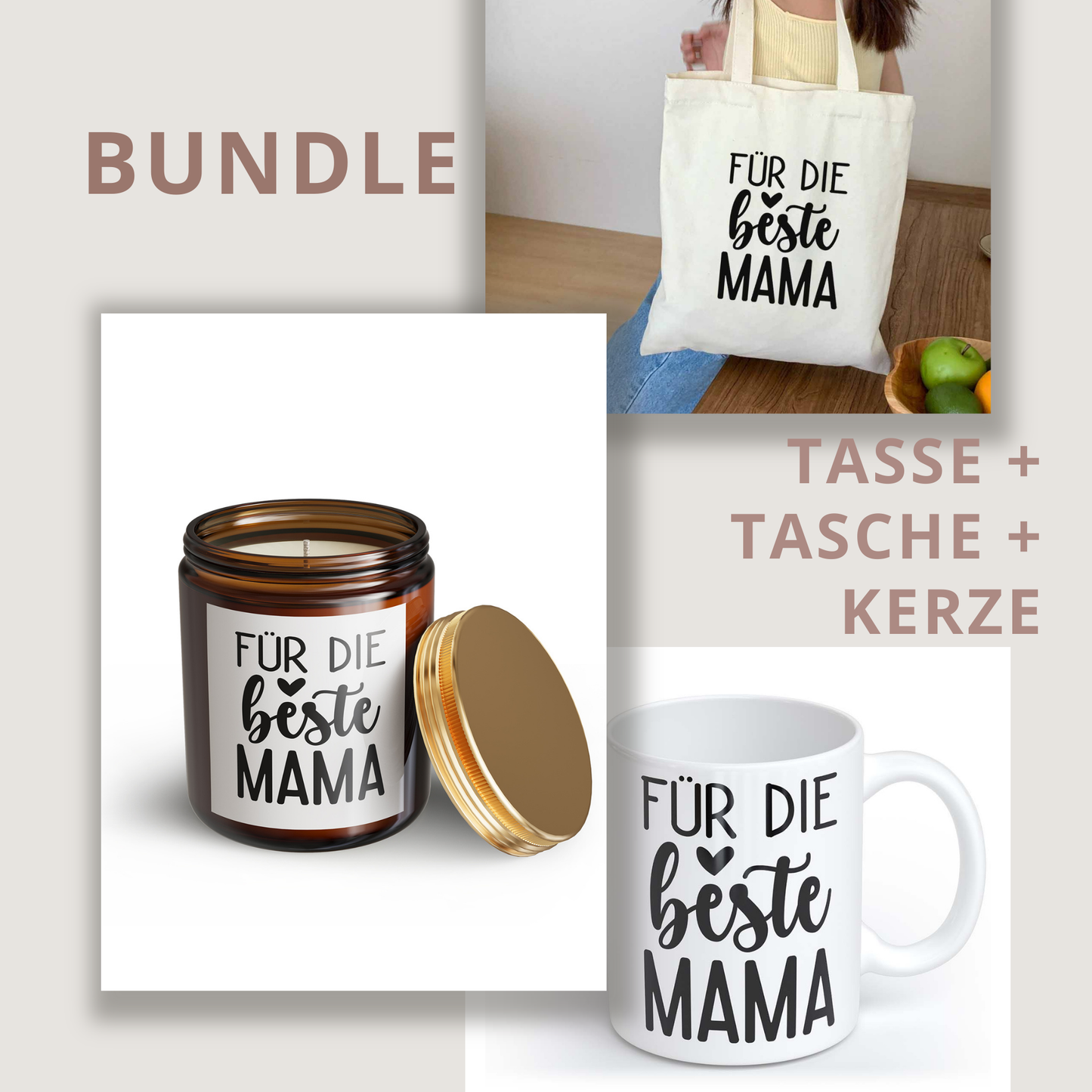 Für die beste Mama | Tasse + Beutel + Kerze