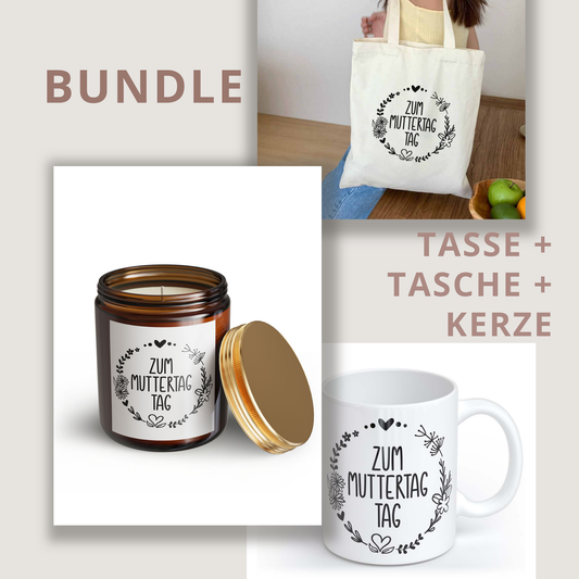 Zum Muttertag | Tasse + Beutel + Kerze