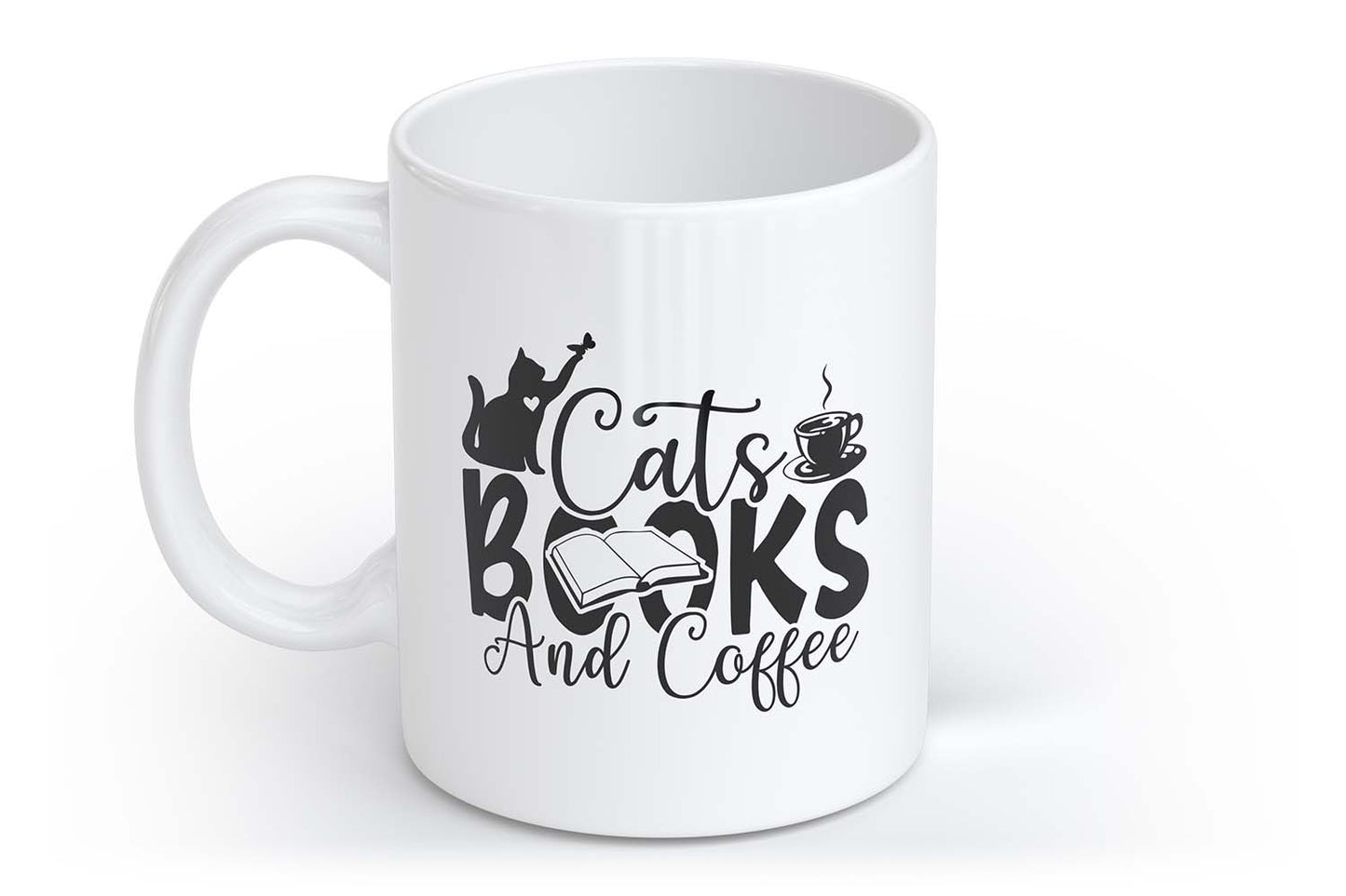 Cats, Books and Coffee | Tasse mit Rund- & Herzhenkel | Your Attitude Club