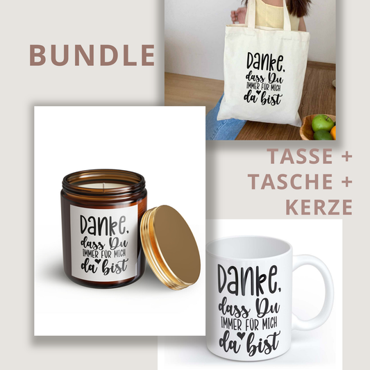 Danke, dass du immer für mich da bist | Tasse + Beutel + Kerze