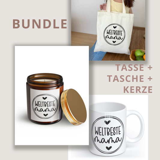 Weltbeste Mama | Tasse + Beutel + Kerze