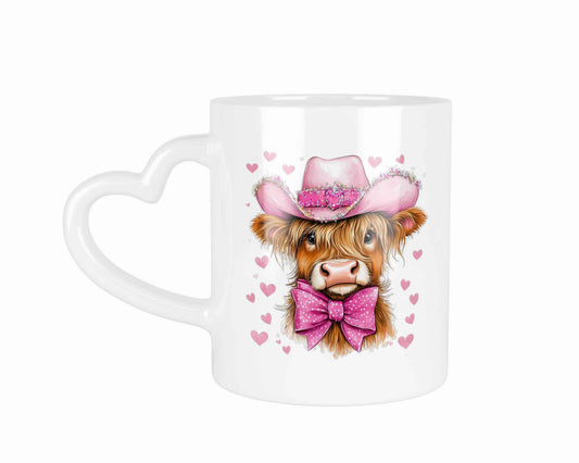 Valentinstag Kuh mit Schleife Cowgirl Cowboy | Tasse mit Rund- & Herzhenkel | Your Attitude Club