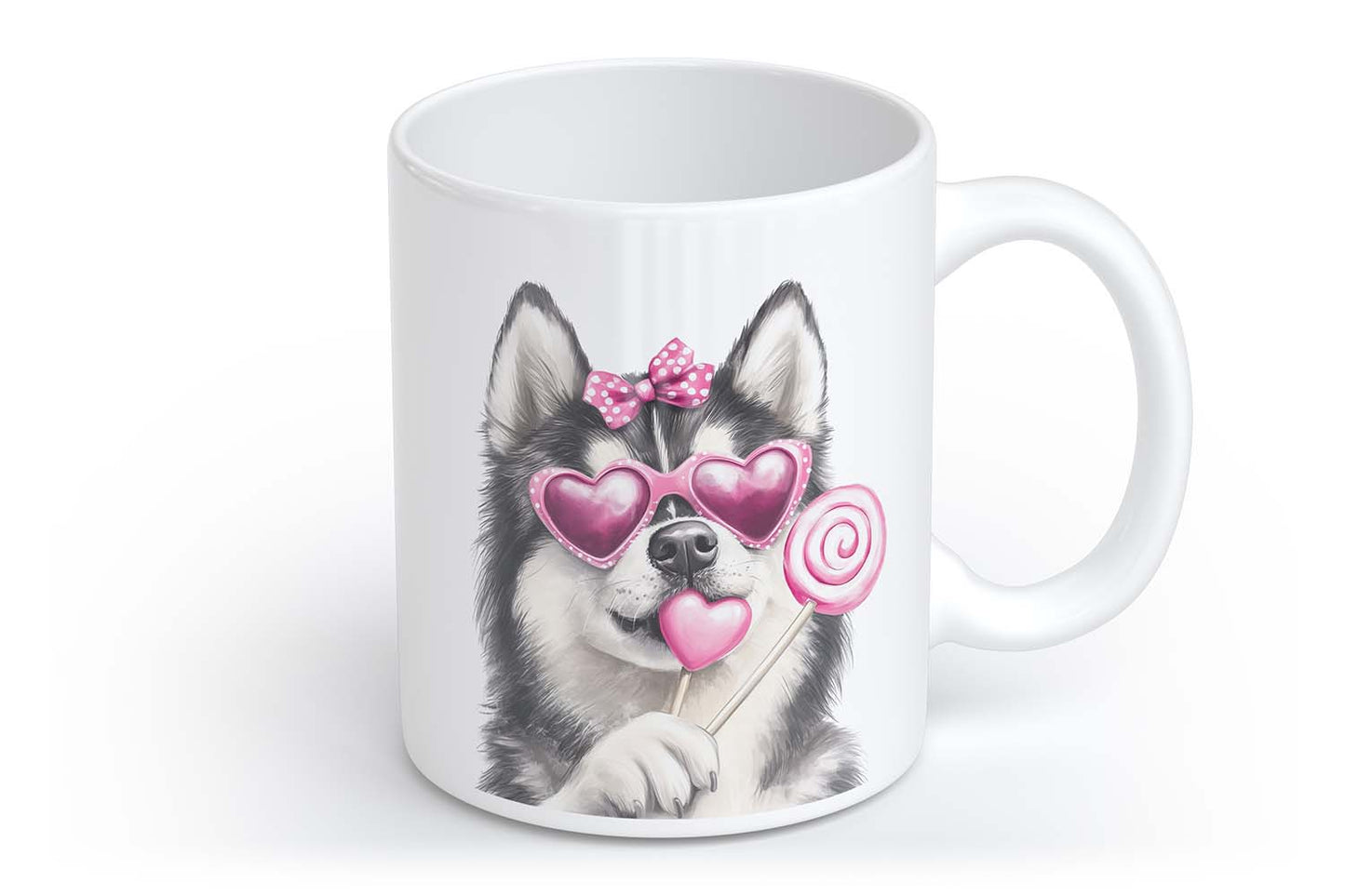 Valentinstag Husky mit Lollie | Tasse mit Rund- & Herzhenkel | Your Attitude Club