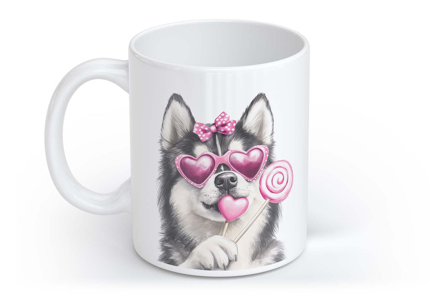 Valentinstag Husky mit Lollie | Tasse mit Rund- & Herzhenkel | Your Attitude Club