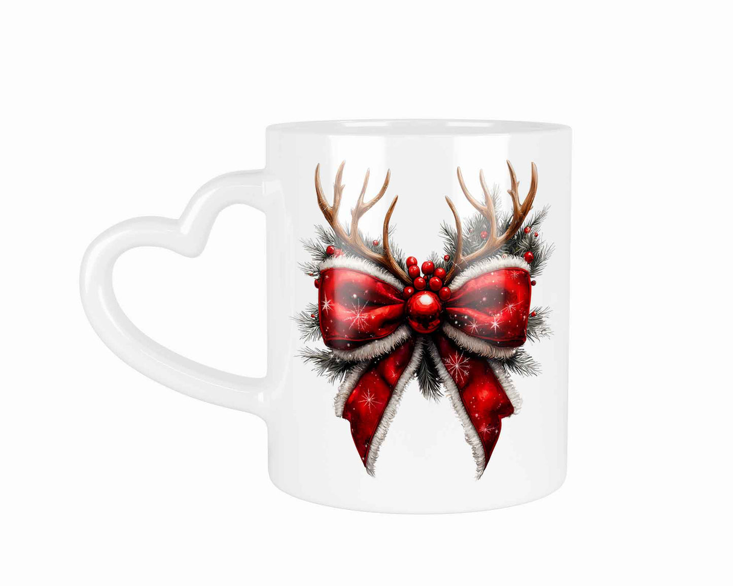 Schleife mit Hirschgeweih Weihnachten | Tasse mit Rund- & Herzhenkel | Your Attitude Club