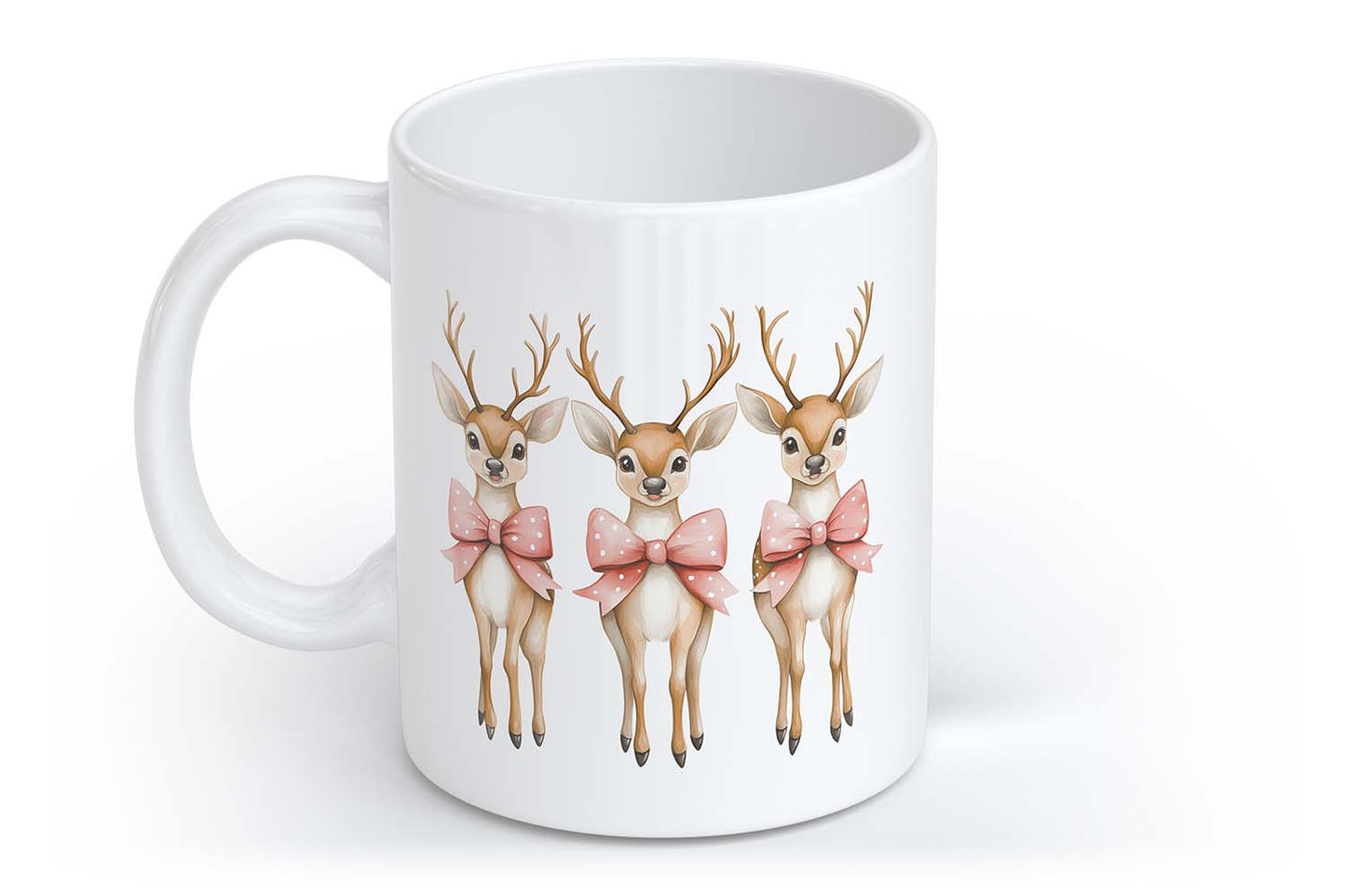 Weihnachtliche Tasse Hirsche mit Schleife | Tasse mit Rund- & Herzhenkel | Your Attitude Club