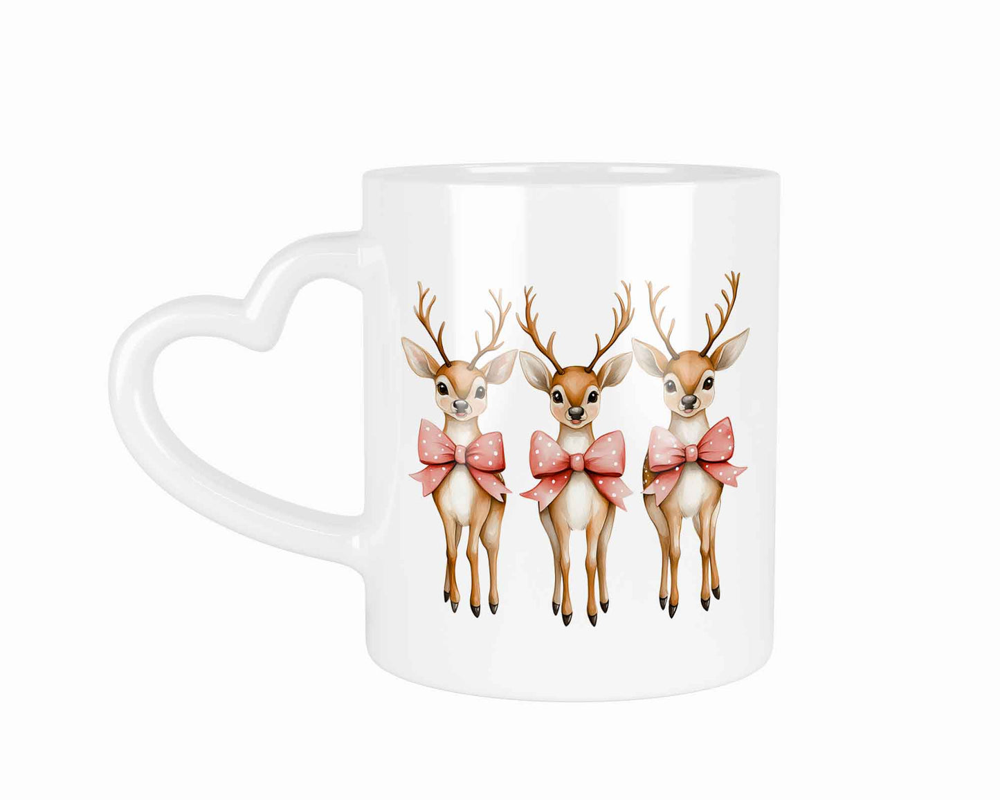 Weihnachtliche Tasse Hirsche mit Schleife | Tasse mit Rund- & Herzhenkel | Your Attitude Club