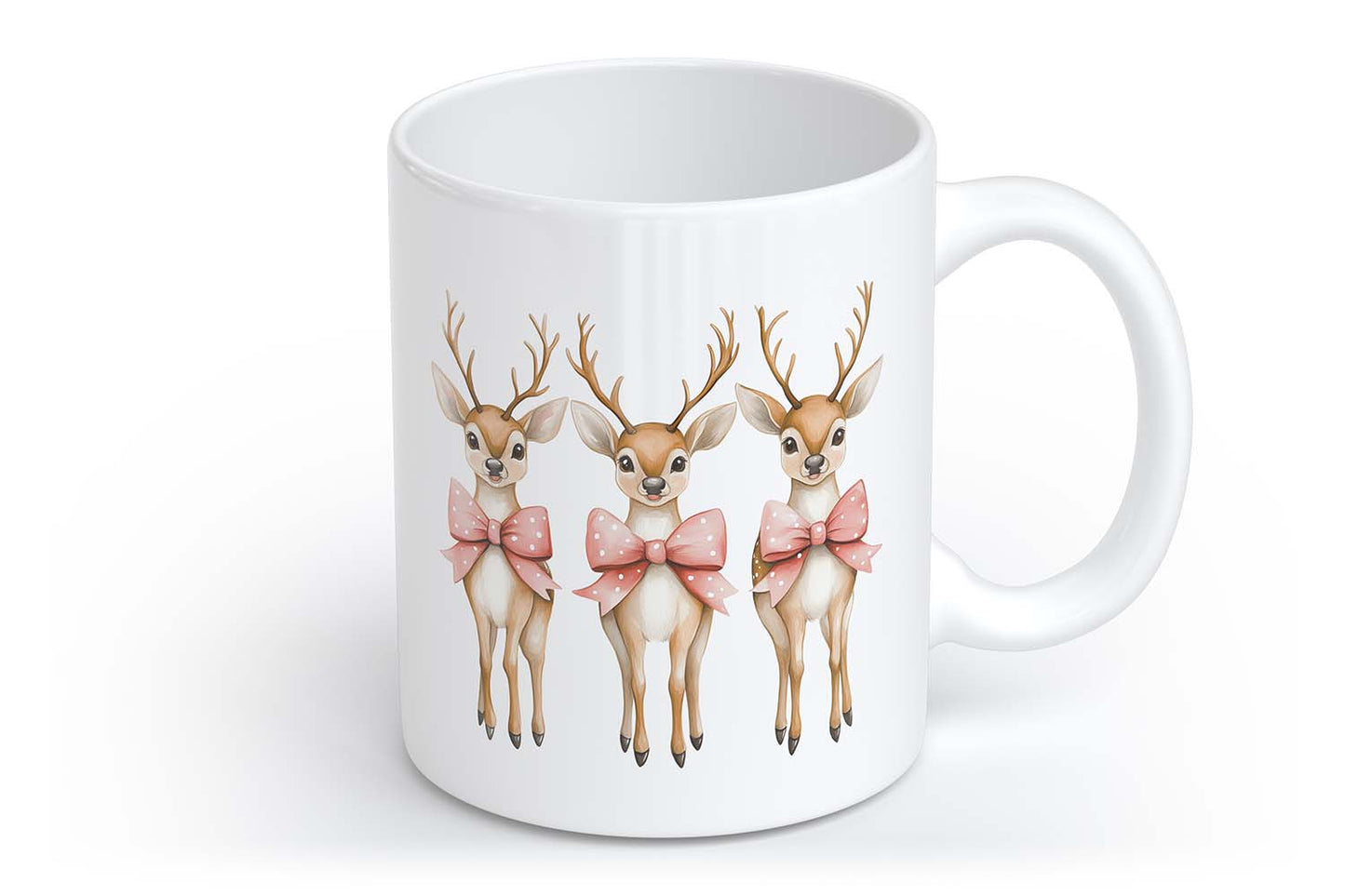 Weihnachtliche Tasse Hirsche mit Schleife | Tasse mit Rund- & Herzhenkel | Your Attitude Club