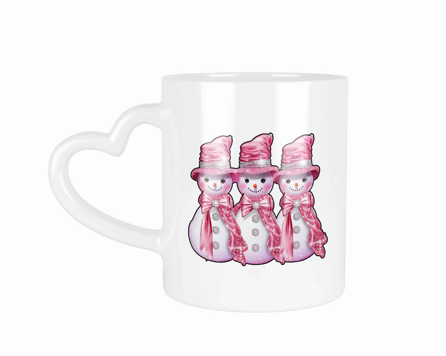 Pinke Weihnachtsmänner Snow Man | Tasse mit Rund- & Herzhenkel | Your Attitude Club